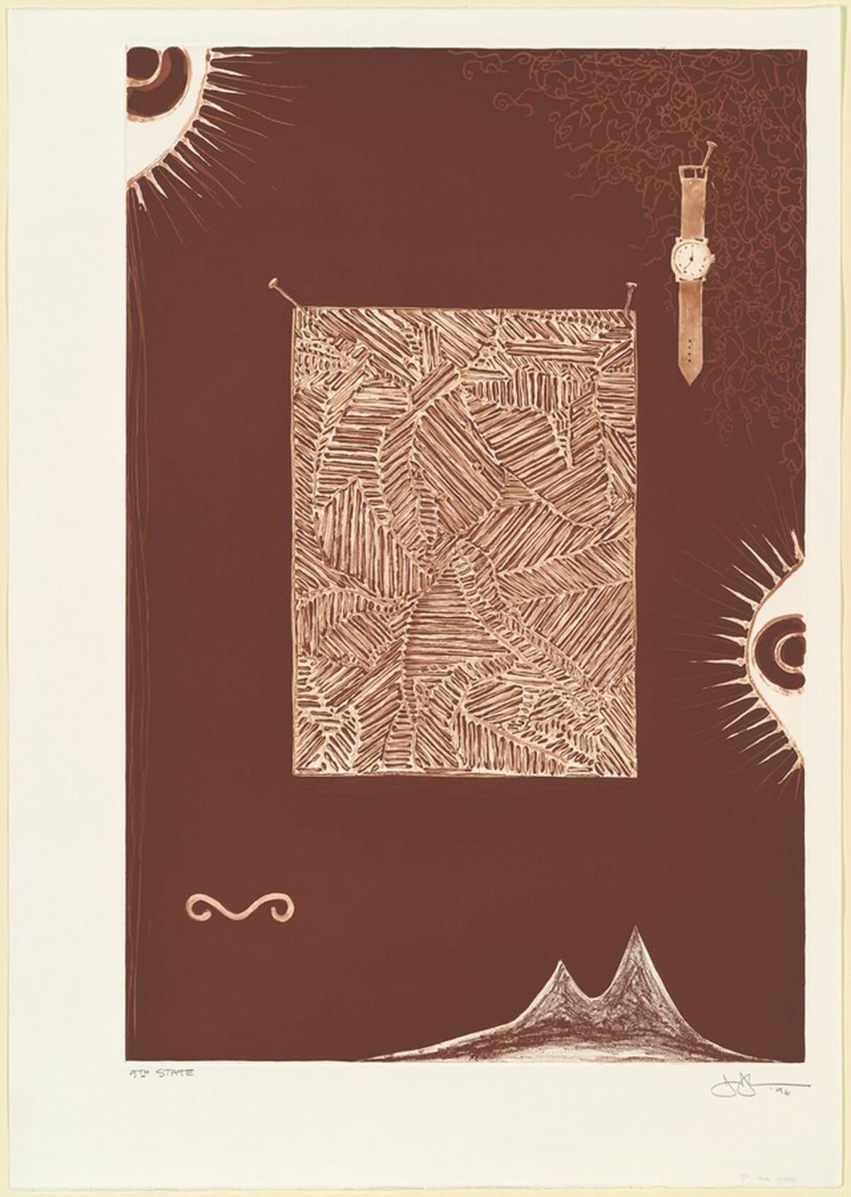 Face with Watch [state proof of 5th state] by Jasper Johns