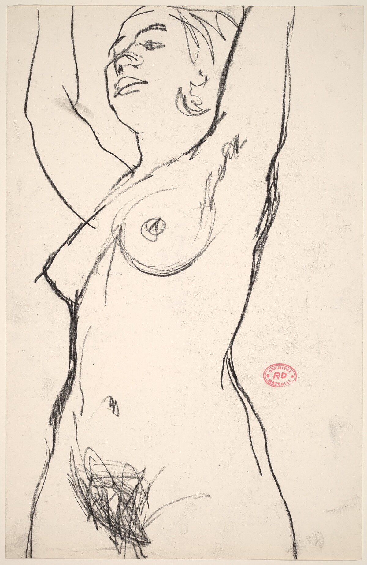 Untitled [standing female nude with raised arms] by Richard Diebenkorn