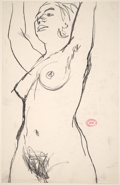 Untitled [standing female nude with raised arms]