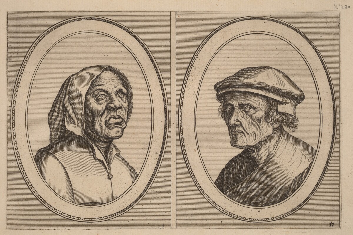 "Baef Schol-becx" and "Spruyt Vroegh-bedorven" by Johannes and Lucas van Doetechum after Pieter Bruegel the Elder
