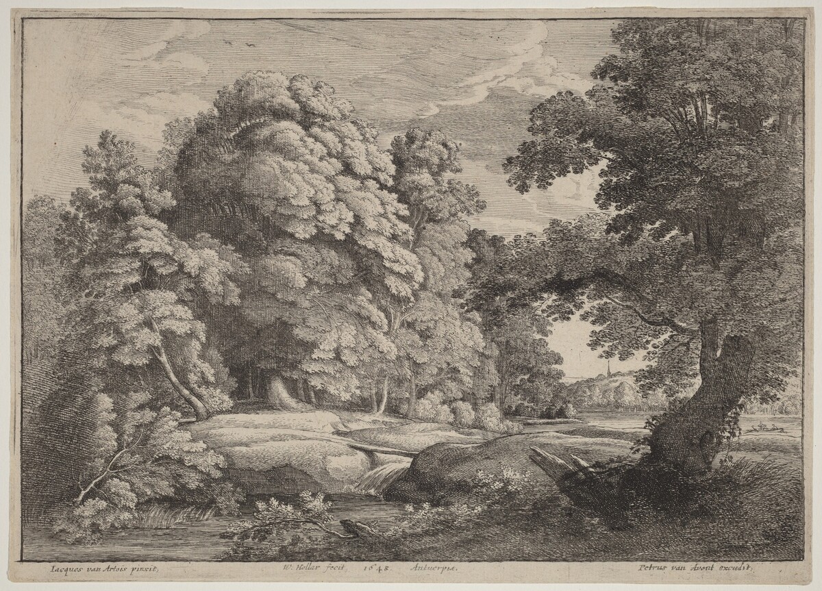 The Bridge over the Waterfall by Wenceslaus Hollar after Jacques d' Artois
