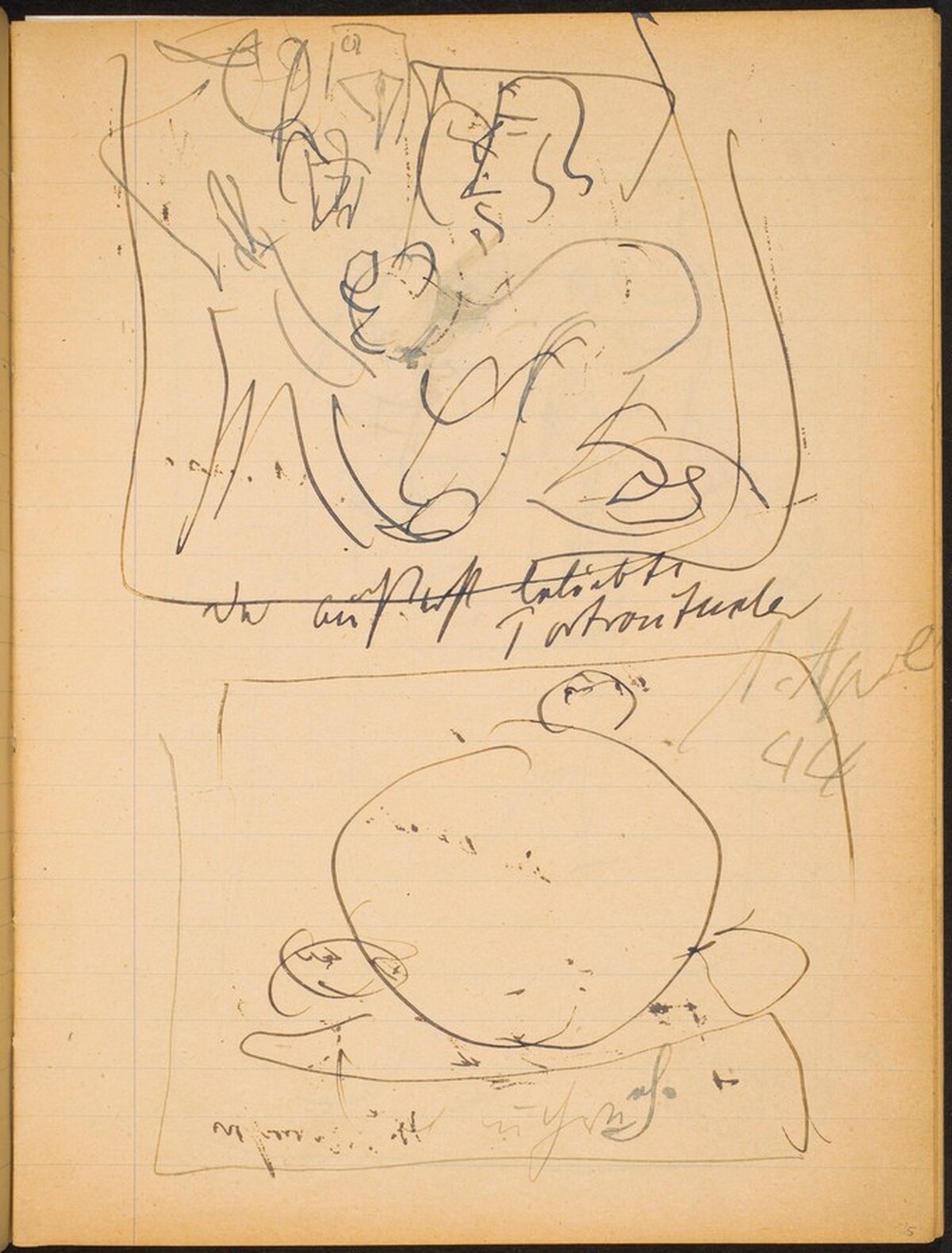 Zwei Skizzen mit Bezeichnung (Two Sketches with Inscriptions) [p. 5] by Max Beckmann