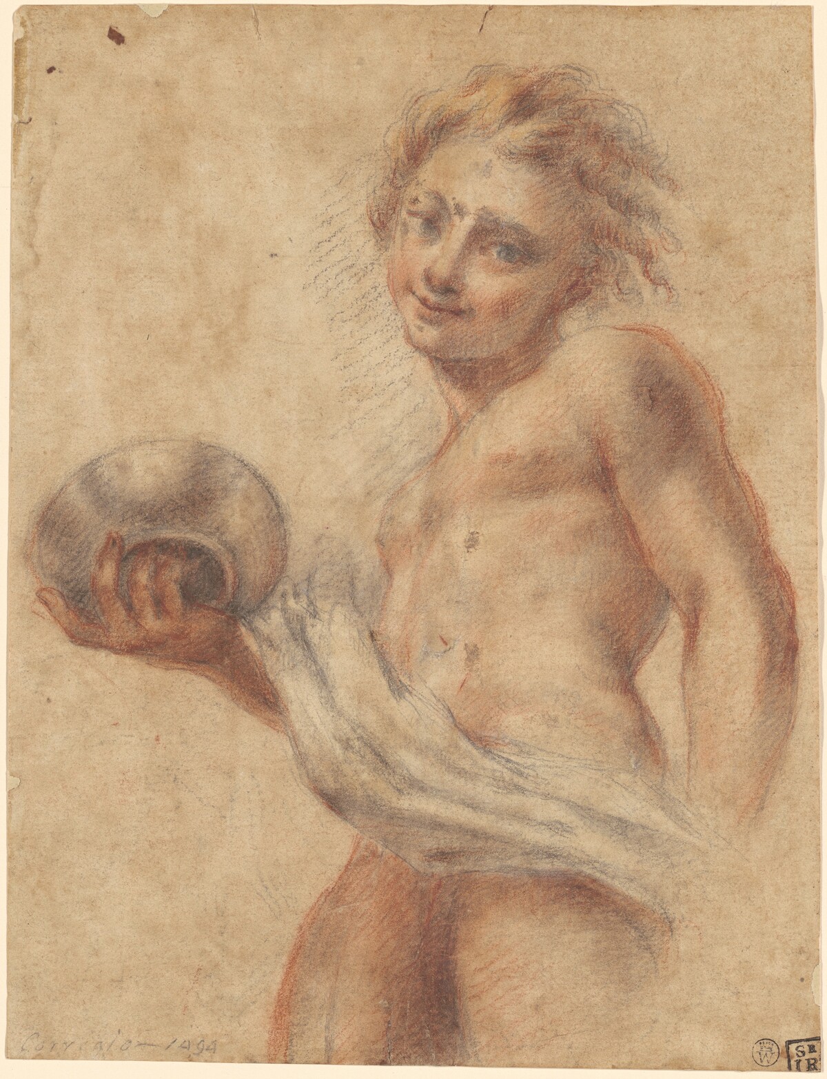 Youth Holding a Dish by After Correggio