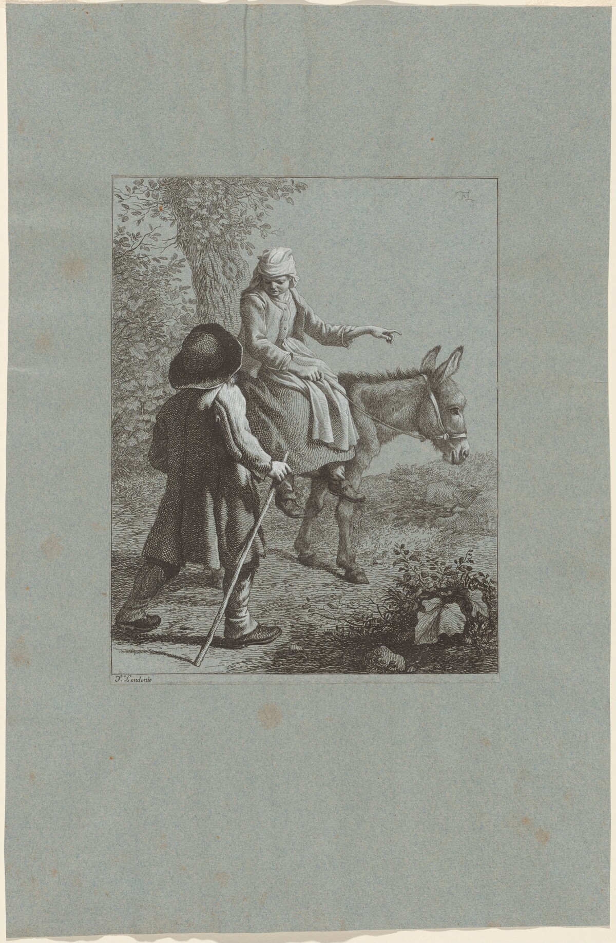 Boy and Girl with a Donkey by Francesco Londonio