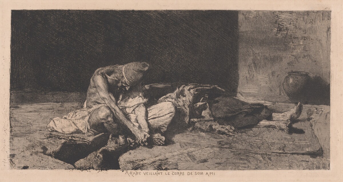 Arabe veillant le corps de son ami (Arab Watching over the Body of His Friend) by Mariano Fortuny Marsal