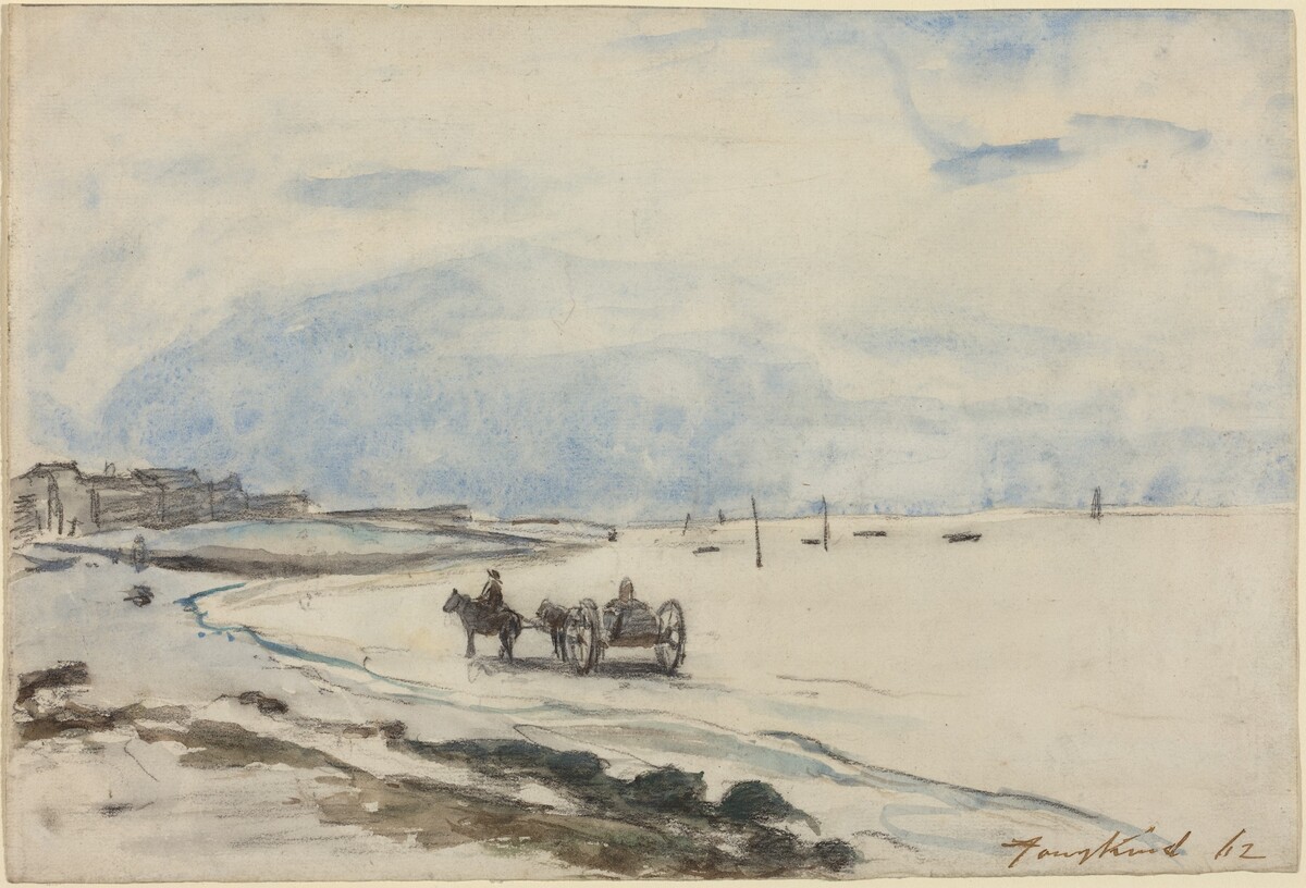Cart on the Beach at Etretat by Johan Barthold Jongkind