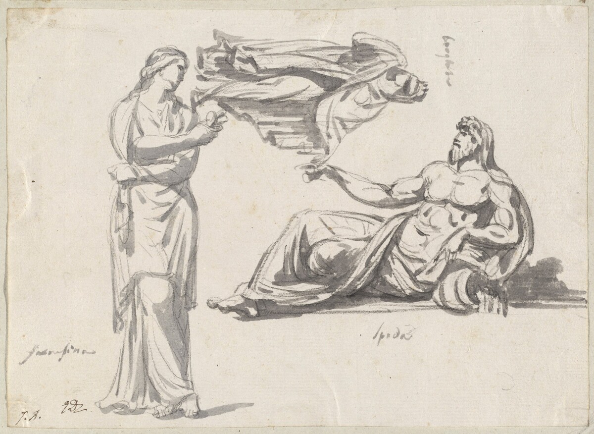 A River God and Two Classical Sculptures by Jacques-Louis David