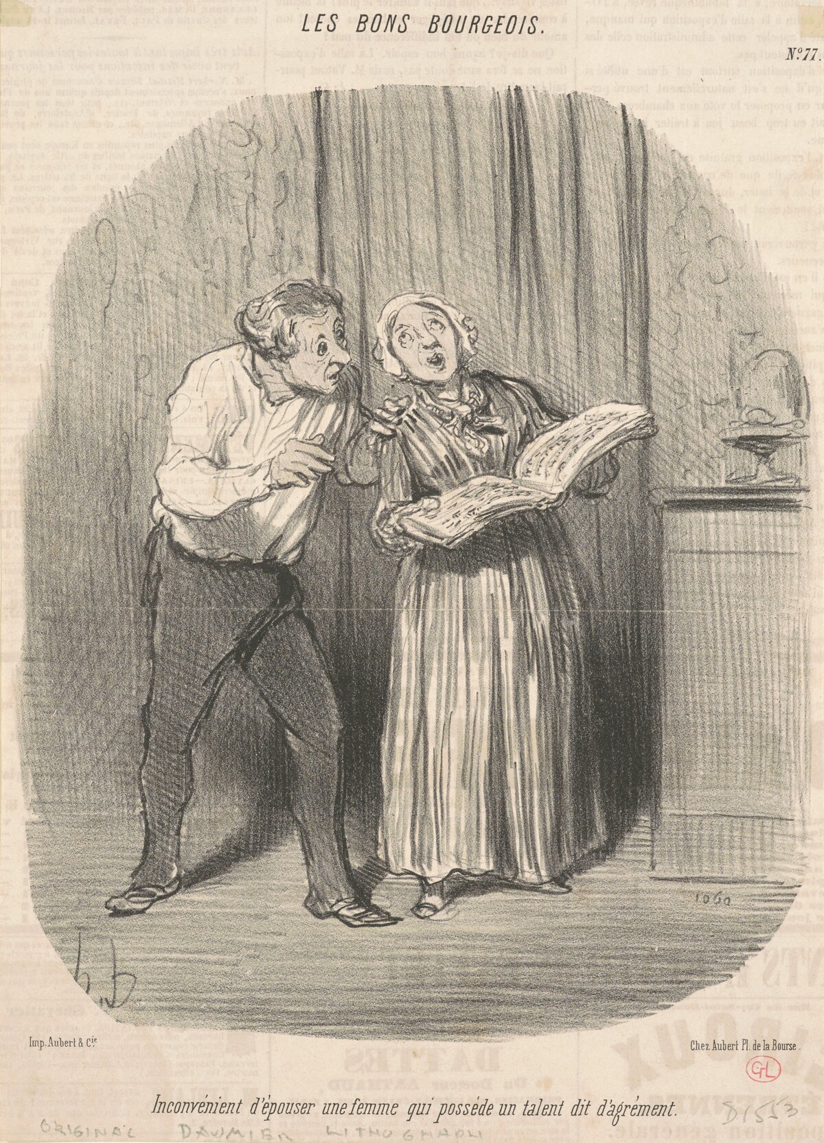 Inconvénient d'épouser une femme qui possède un talent d'agrément by Honoré Daumier
