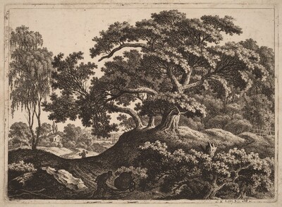 Landscape with Man Pushing a Cart