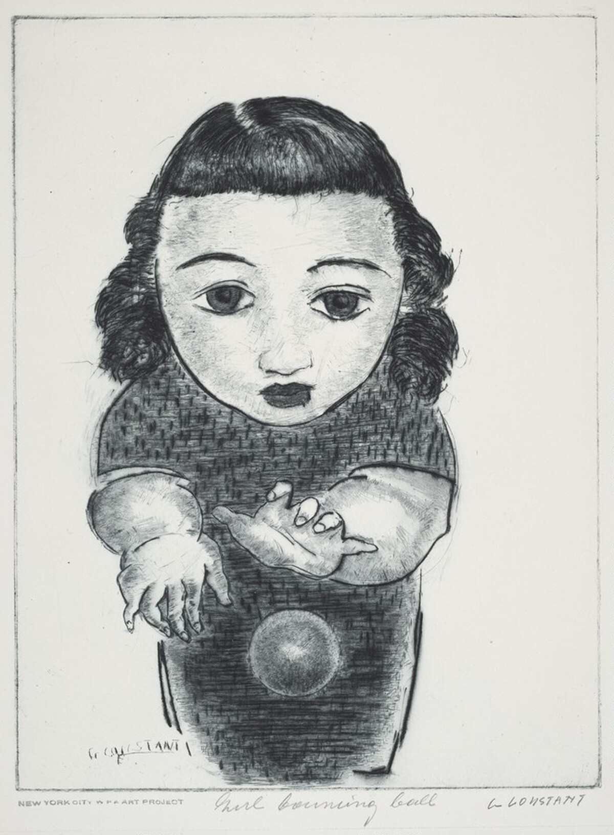 Girl Bouncing Ball by George Constant