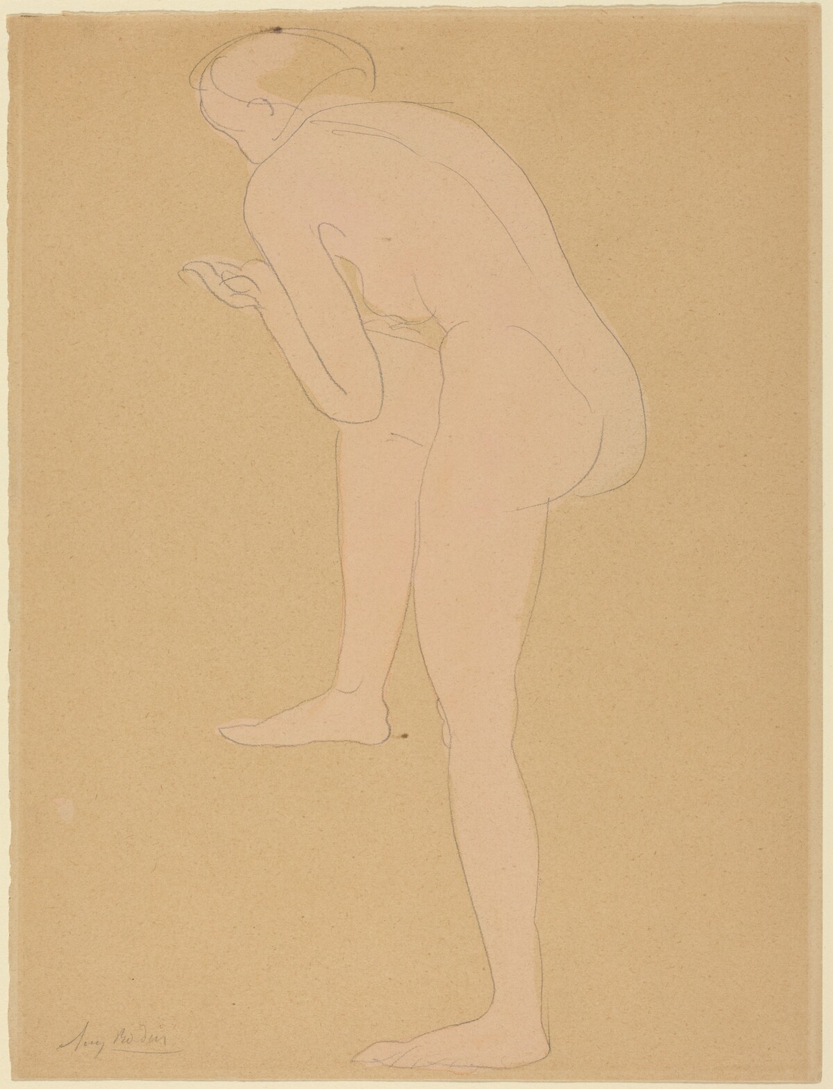 Figure Bending Forward with Right Knee Raised by Auguste Rodin