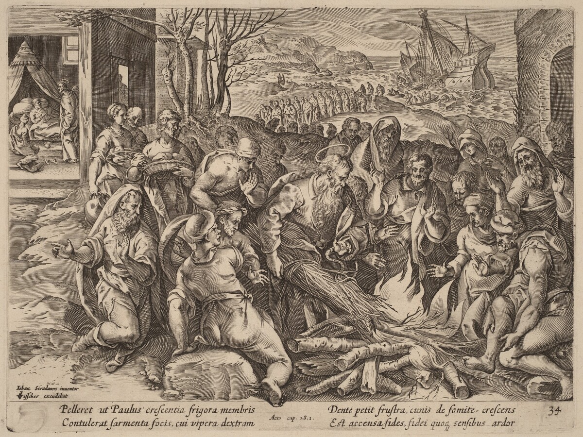 Saint Paul Shipwrecked on the Island of Melita by Philip Galle after Jan van der Straet
