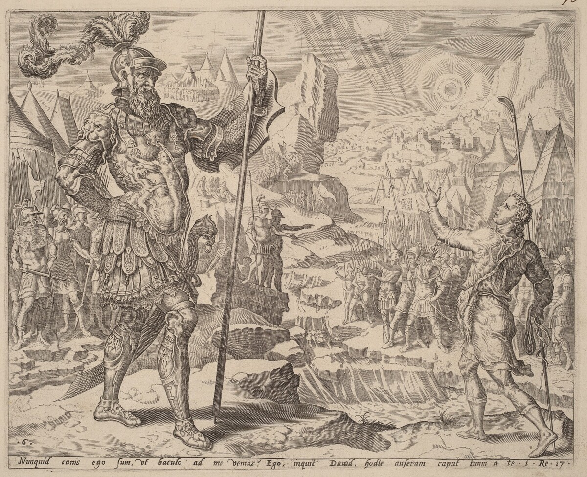 David Meeting Goliath by after Maerten van Heemskerck