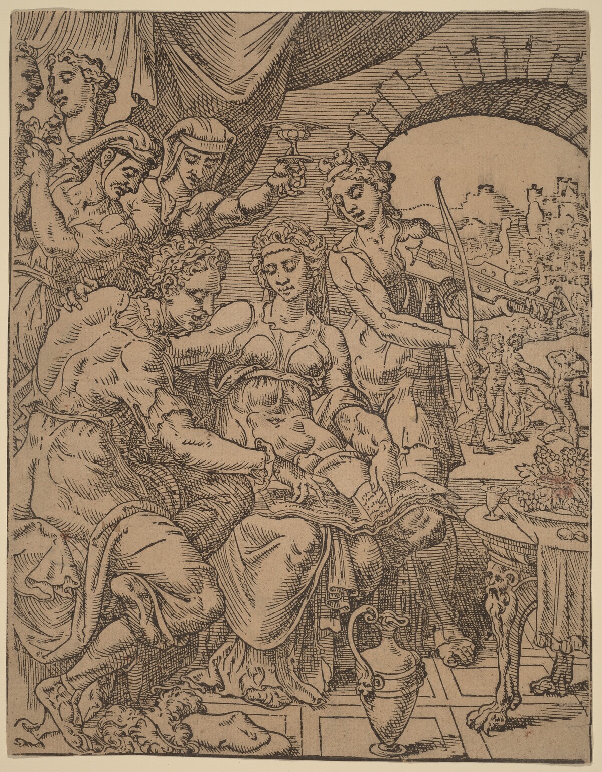 The Prodigal Son Squandering His Inheritance on Harlots by Dirck Volckertz Coornhert after Maerten van Heemskerck