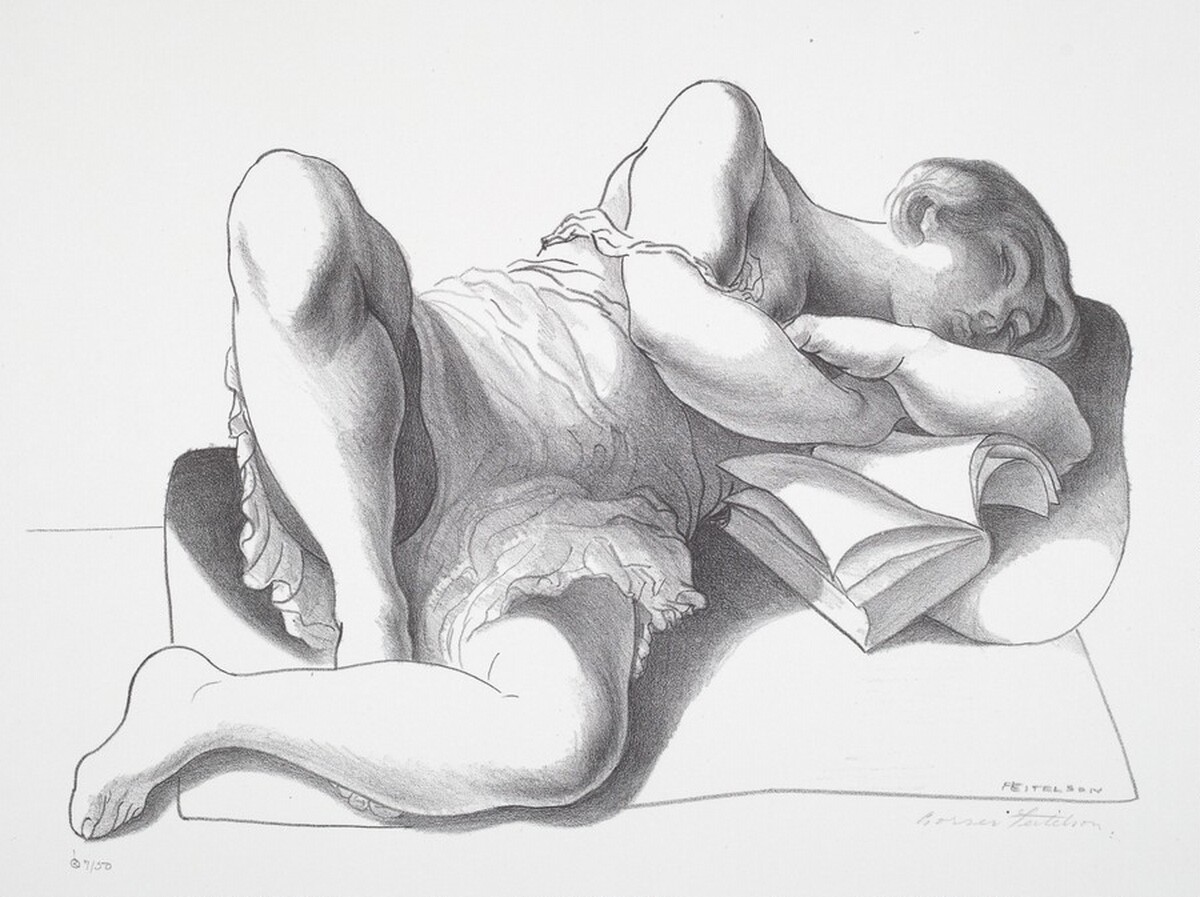 Untitled (Girl Reading) by Lorser Feitelson