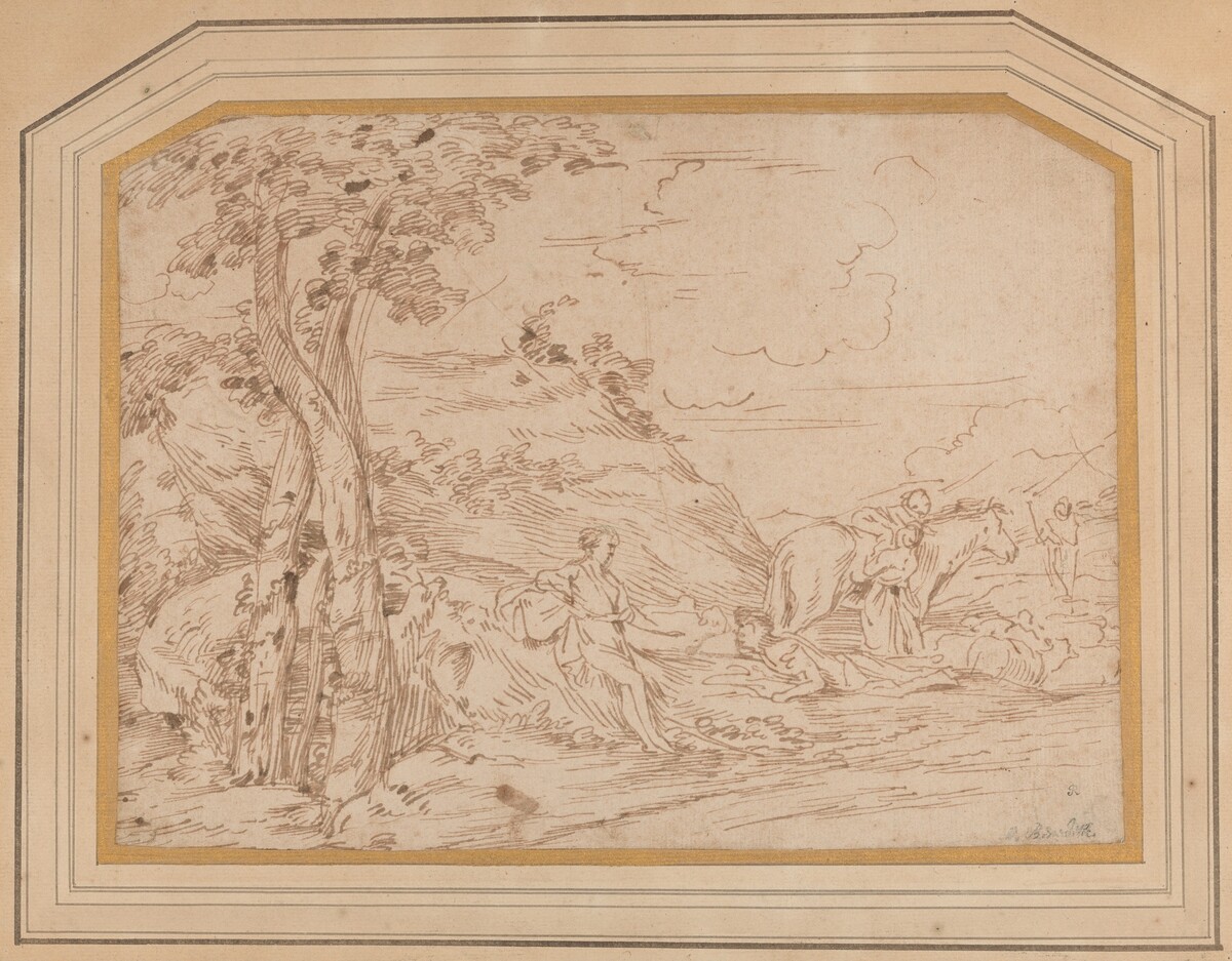 A Wooded Landscape with a Shepherd and His Family by Andrea De Leone