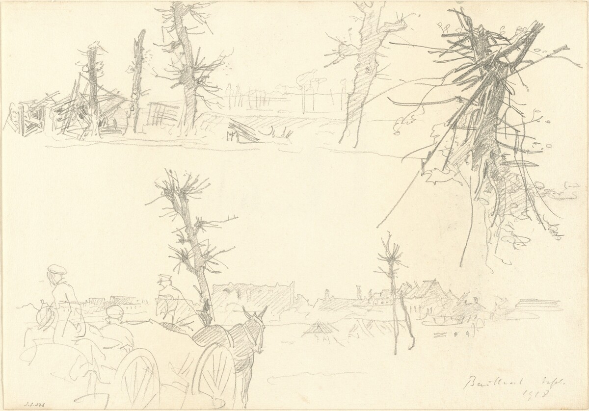 Soldiers in a Devastated Landscape [recto] by John Singer Sargent