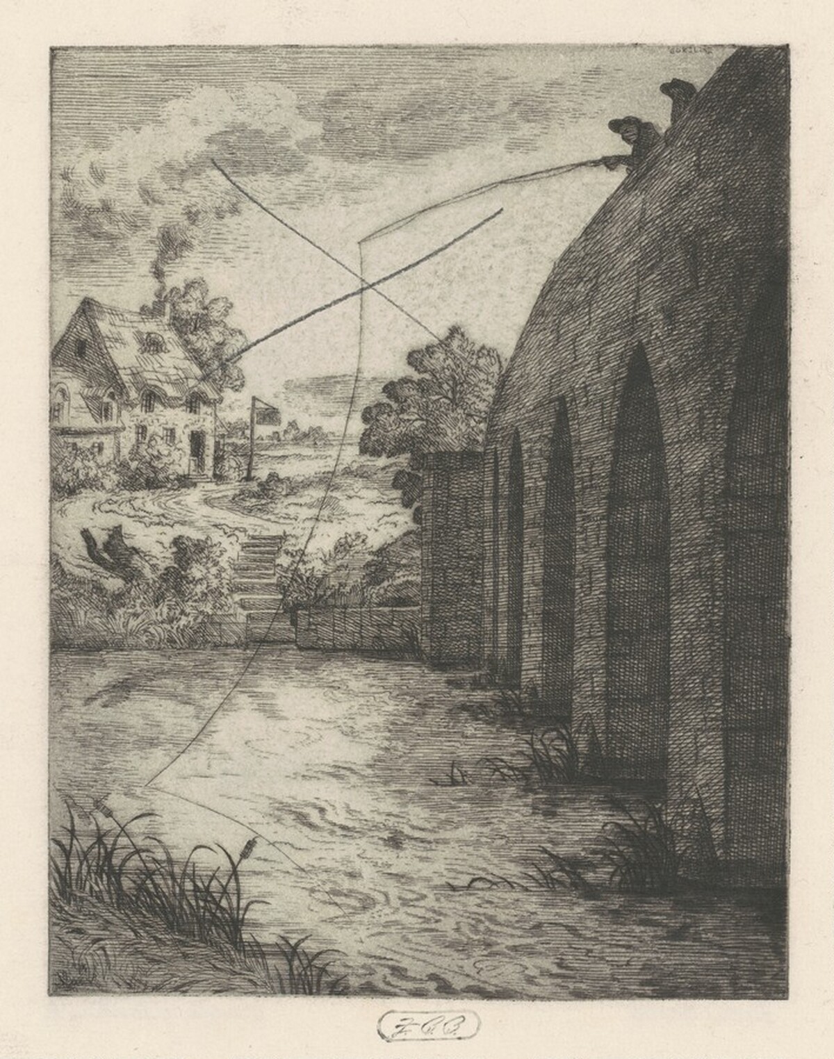 Bridge and Stream [verso] by Douglas Warner Gorsline