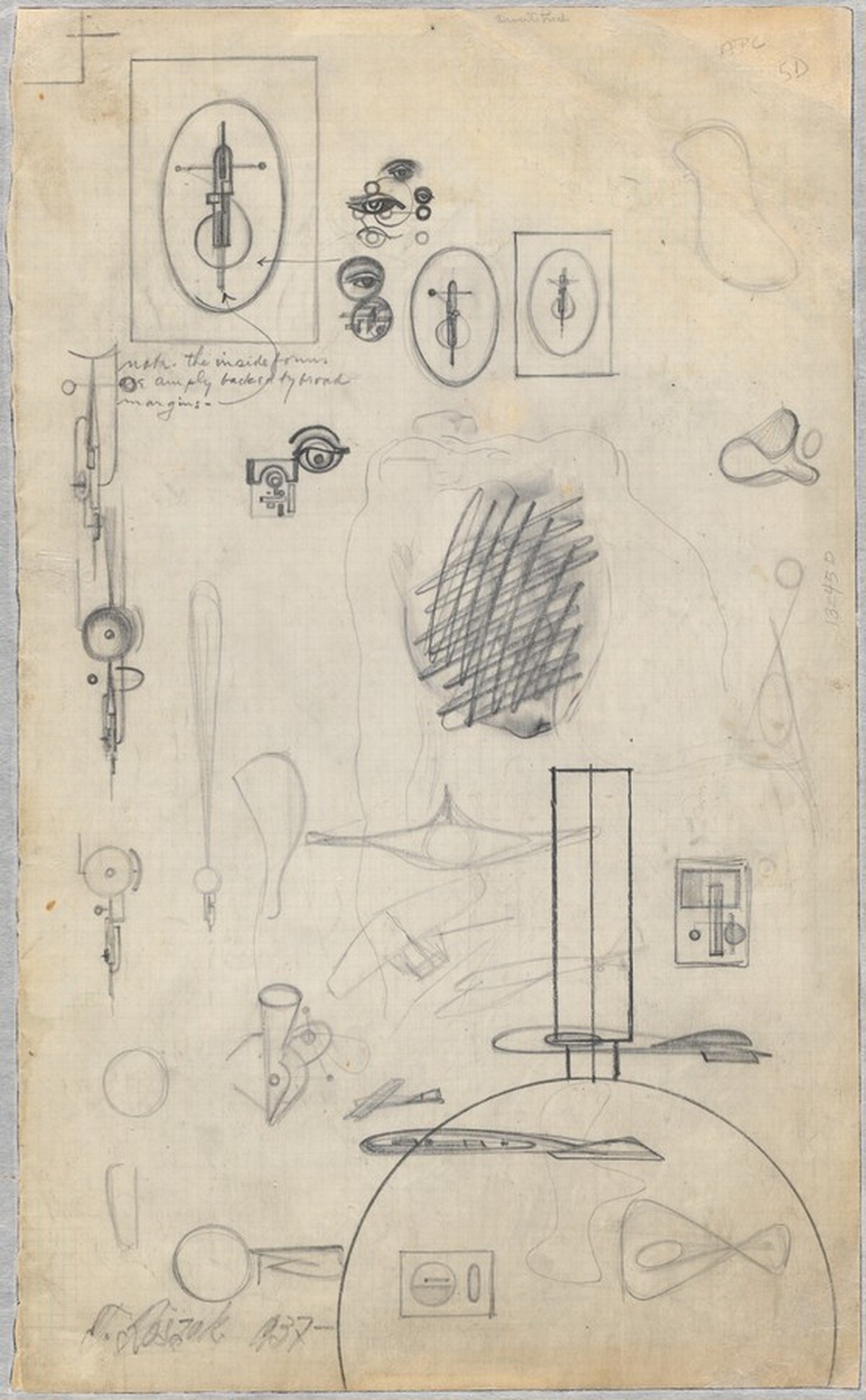 Studies for Constructivist Sculptures [verso] by Theodore Roszak