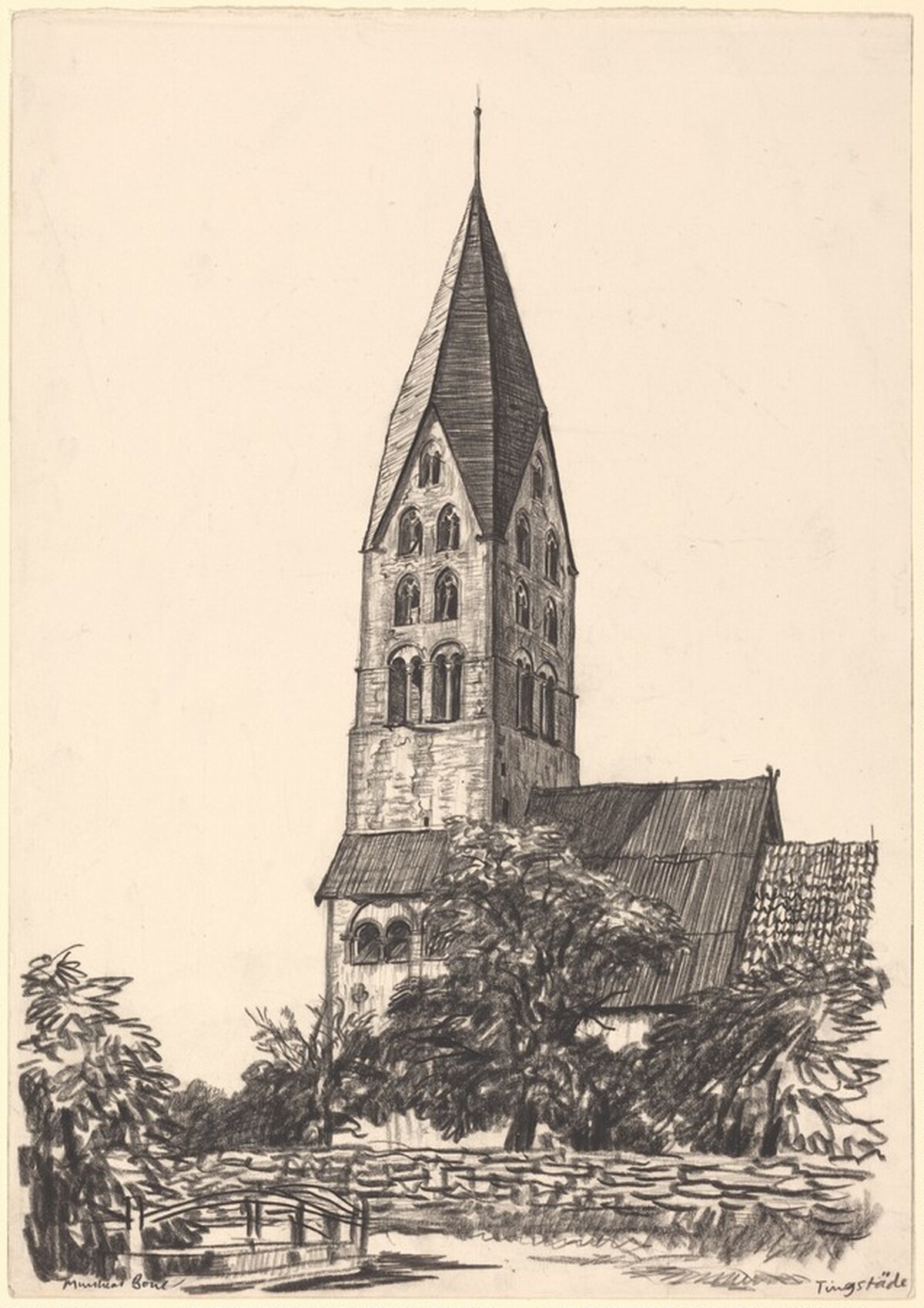 Tingstade Church, Gotland by Sir Muirhead Bone