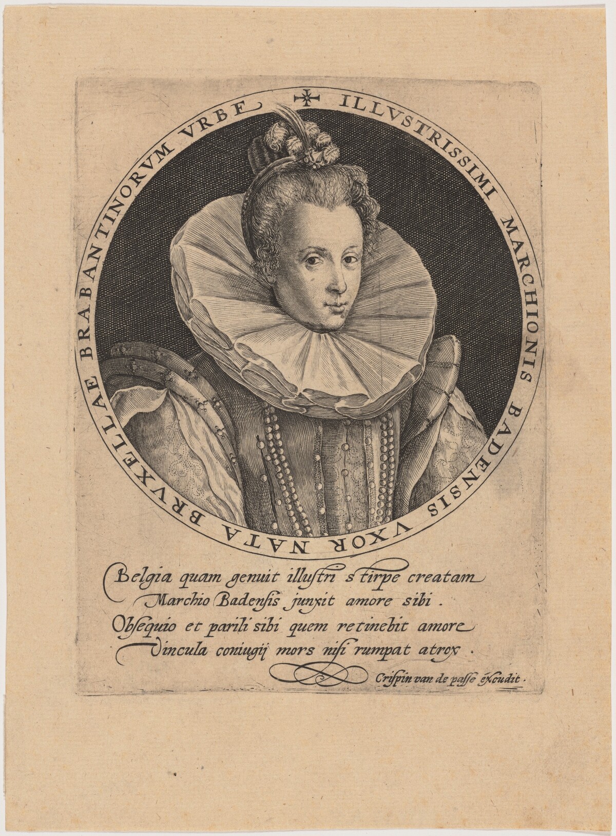 Elizabeth van Pallandt, Countess of Culemborg, Wife of Jacob, Margrave of Baden by Crispijn de Passe I