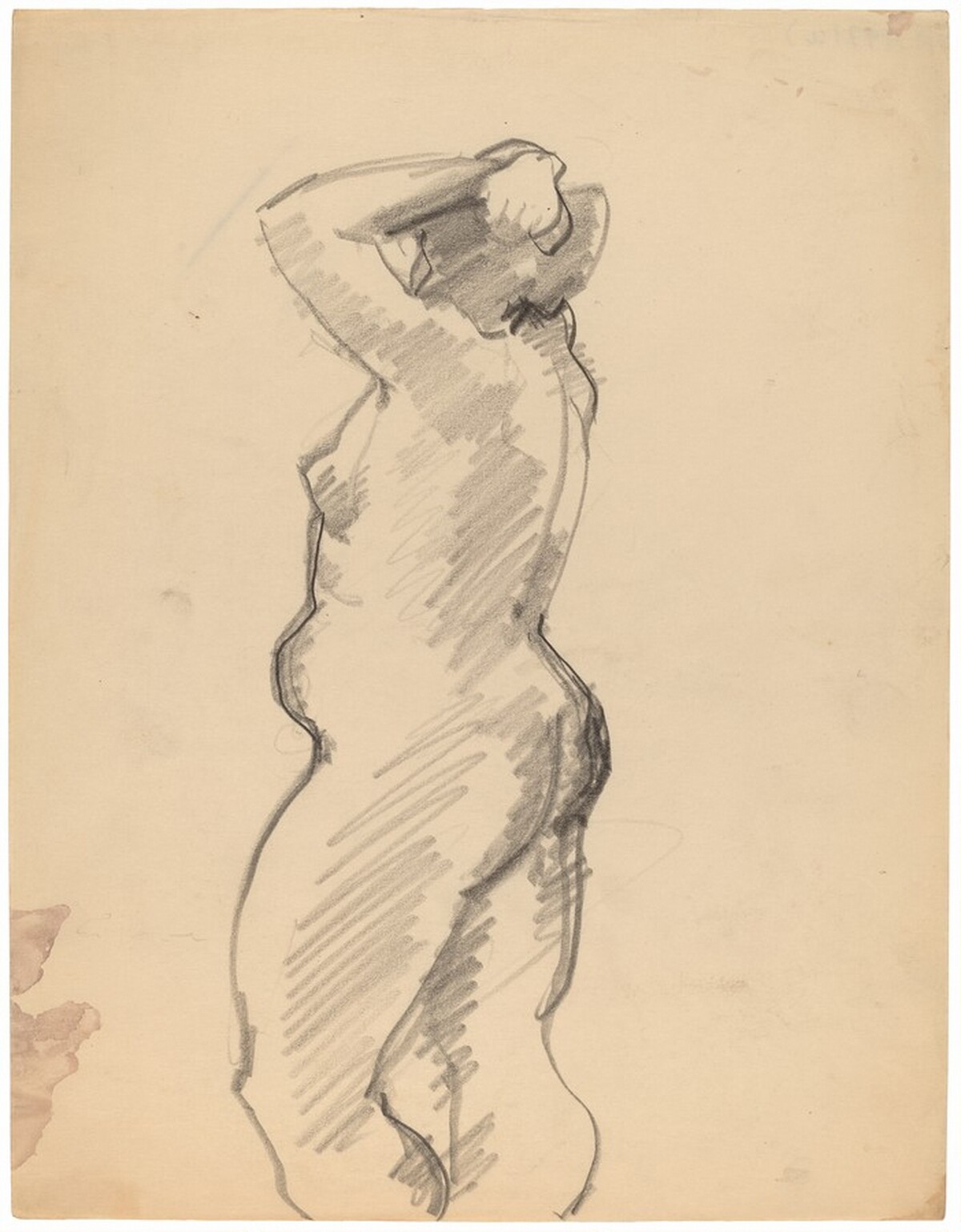 Side View of Standing Nude Turned to the Left, Arms Raised to Head by Mark Rothko