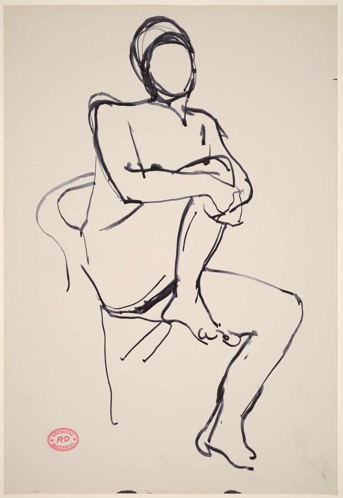 Untitled [seated female nude holding right leg] by Richard Diebenkorn