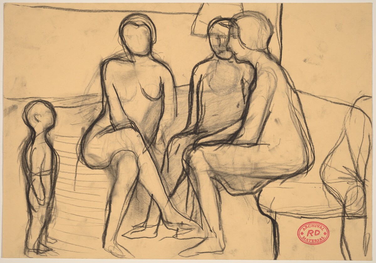 Untitled [study of seated figures and standing child] by Richard Diebenkorn