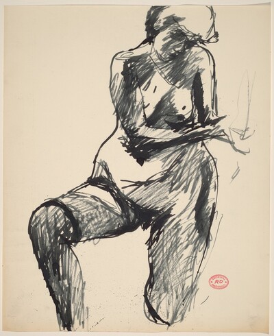 Untitled [standing nude with her hands in front of her face]
