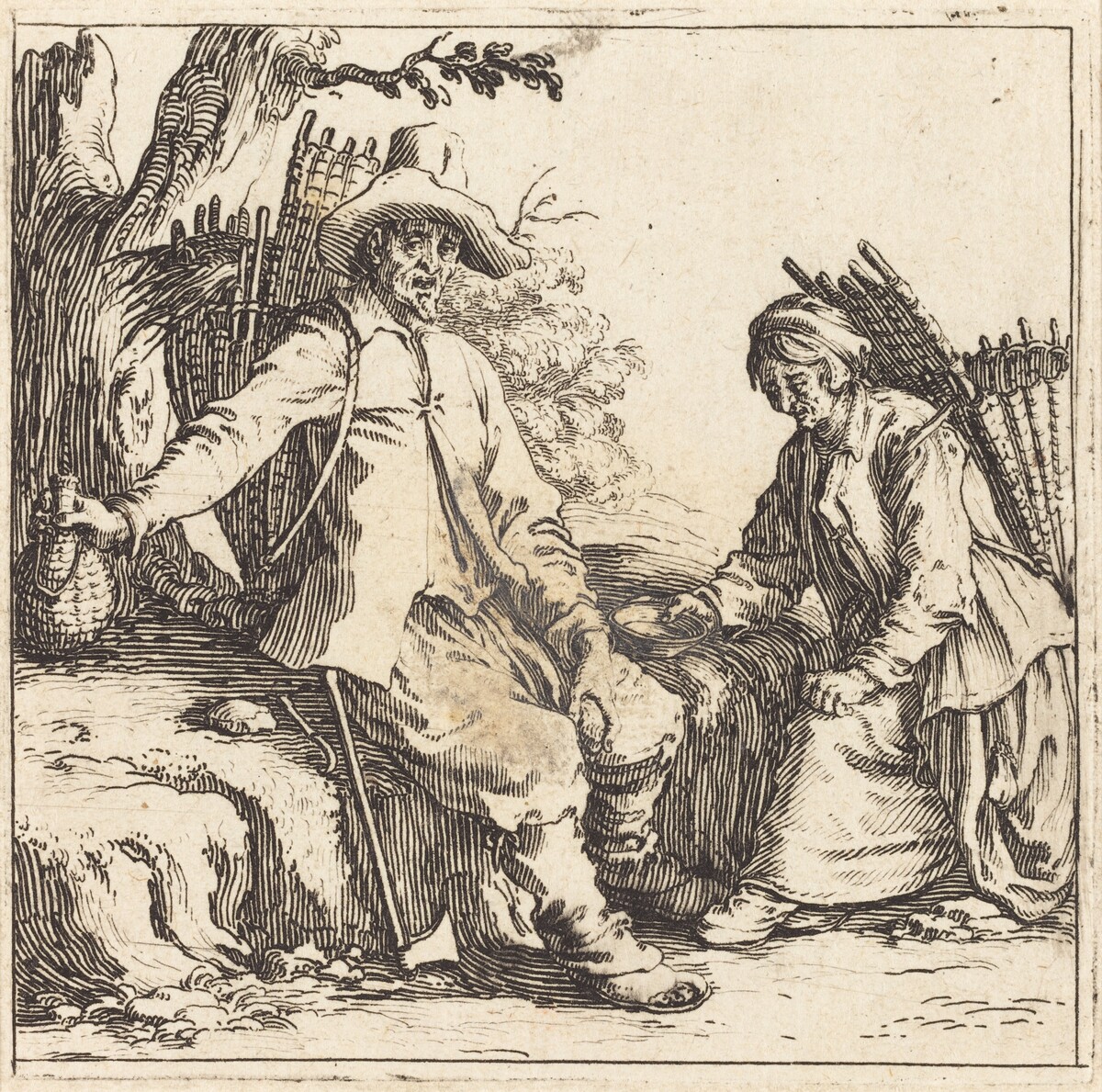 Peasant Couple at Rest by Jacques Callot