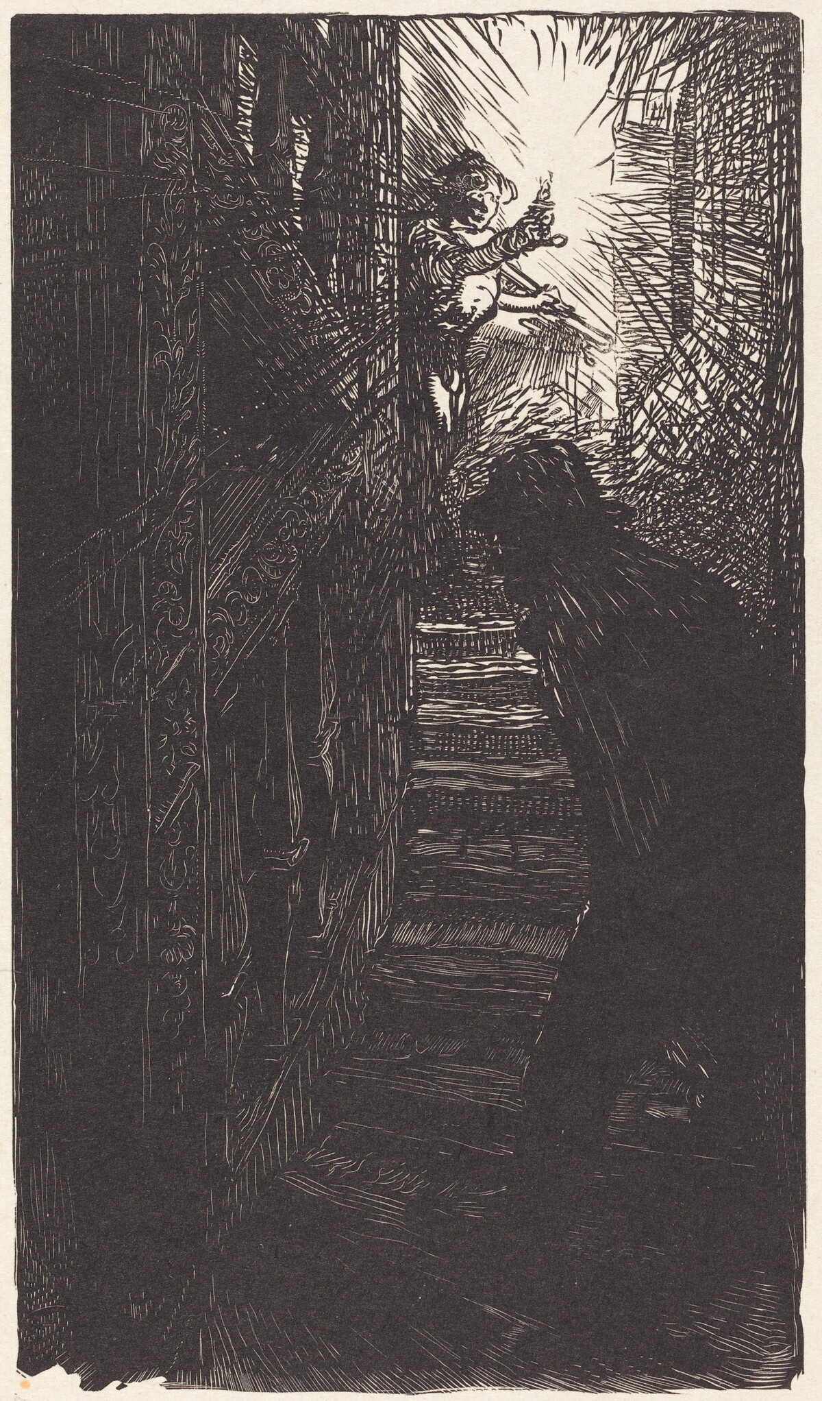 Escalier sculpte rue Boutebrie by Auguste Lepère