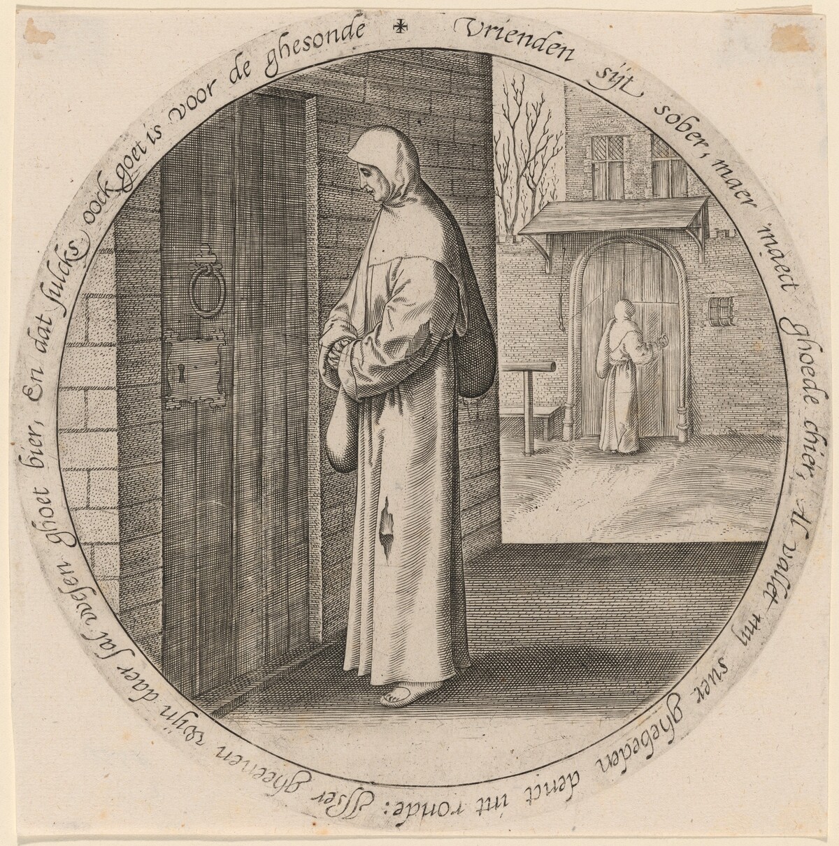 One Begs in Vain at the Door of the Deaf by Johan Wierix, after Pieter Bruegel the Elder