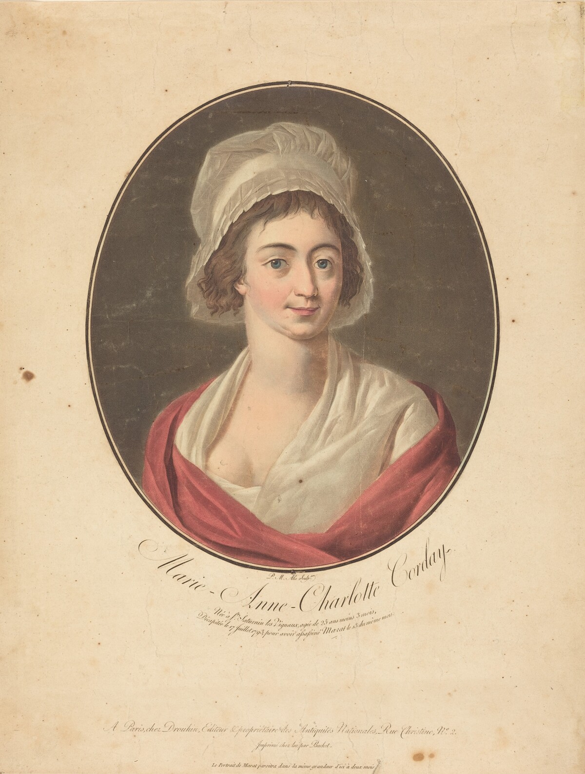 Charlotte Corday by Pierre-Michel Alix after Jean-François Garnerey
