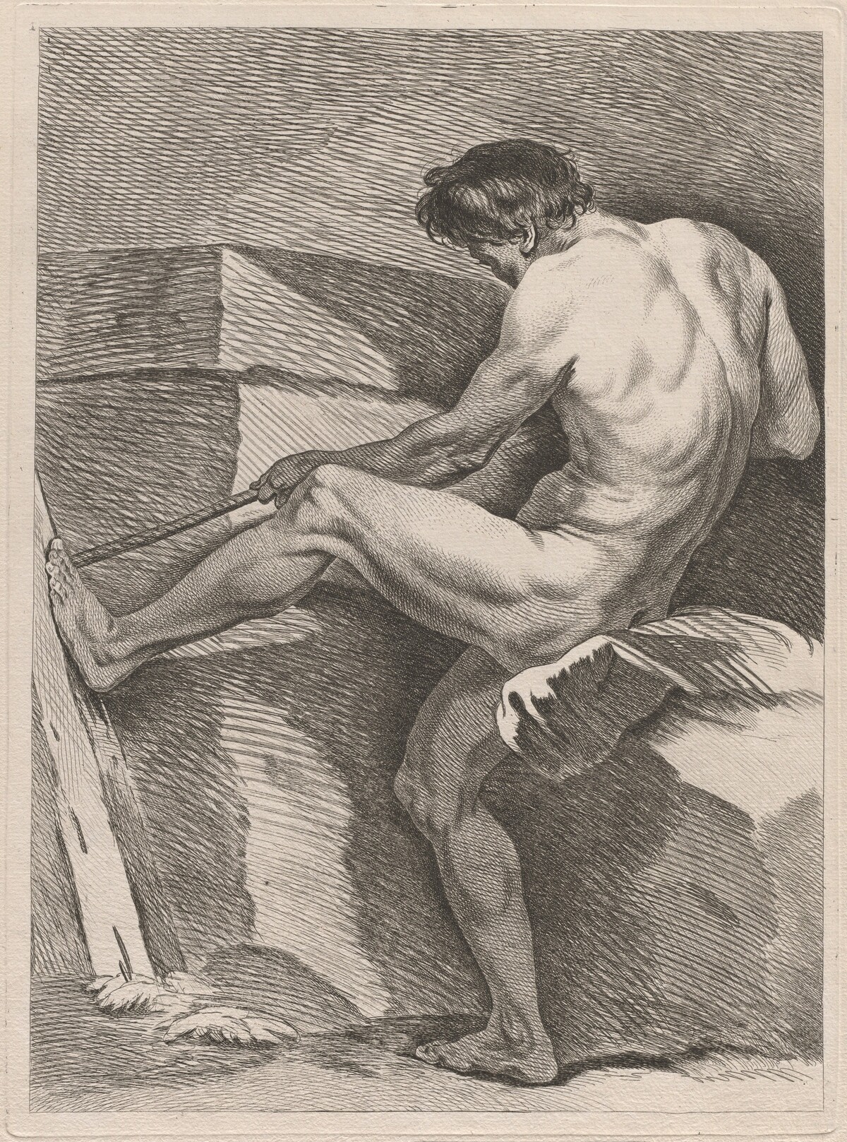 Man Pulling a Rope, His Foot Braced by Carle Van Loo