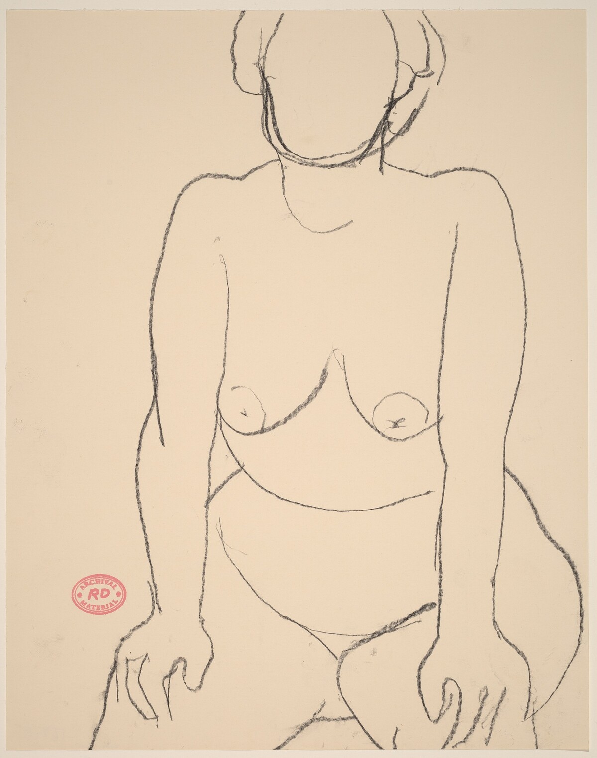 Untitled [seated nude leaning forward with her hands on her knees] by Richard Diebenkorn