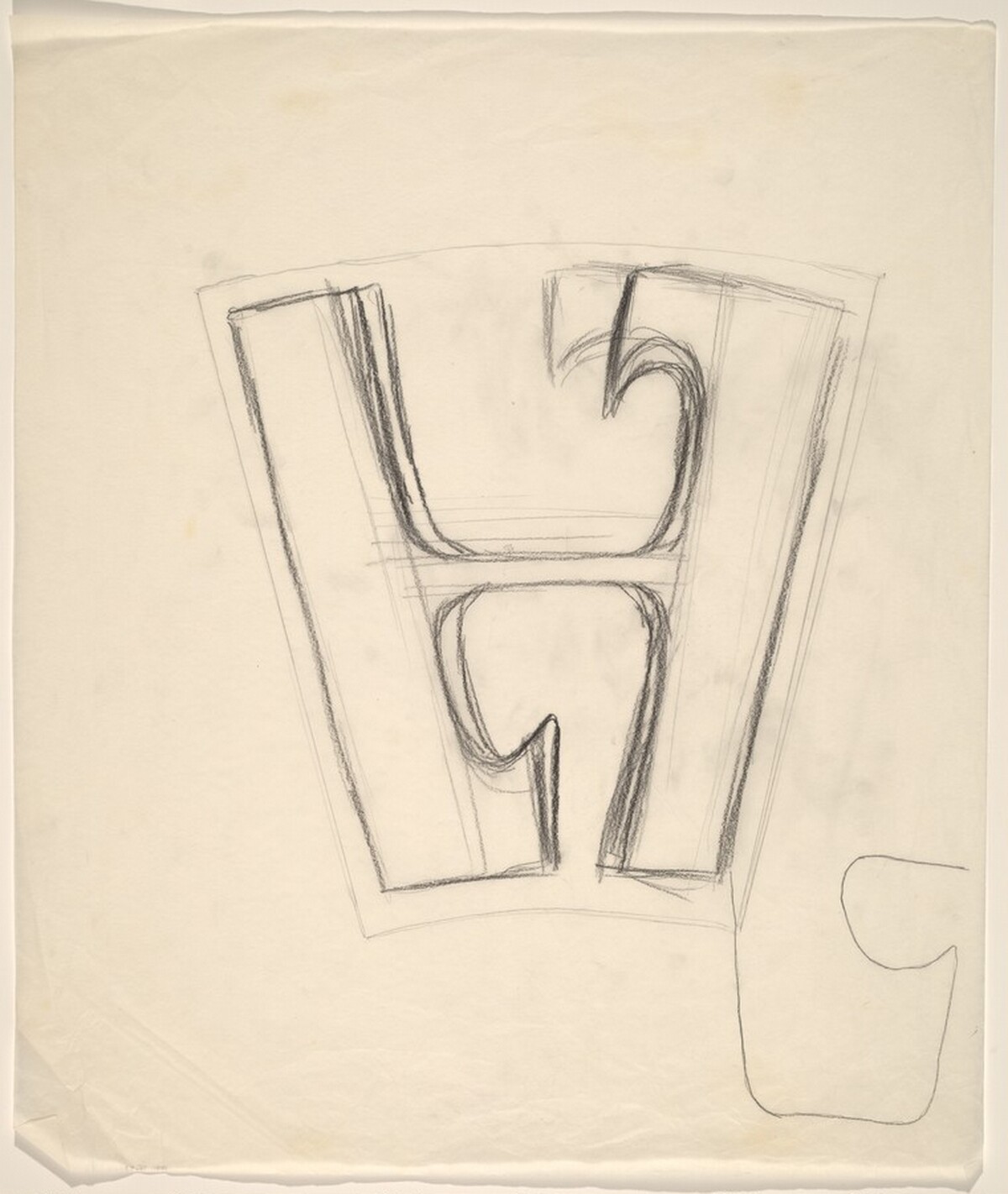 Sketch for "Building - Blocks for a Doorway" (H) by Vito Acconci