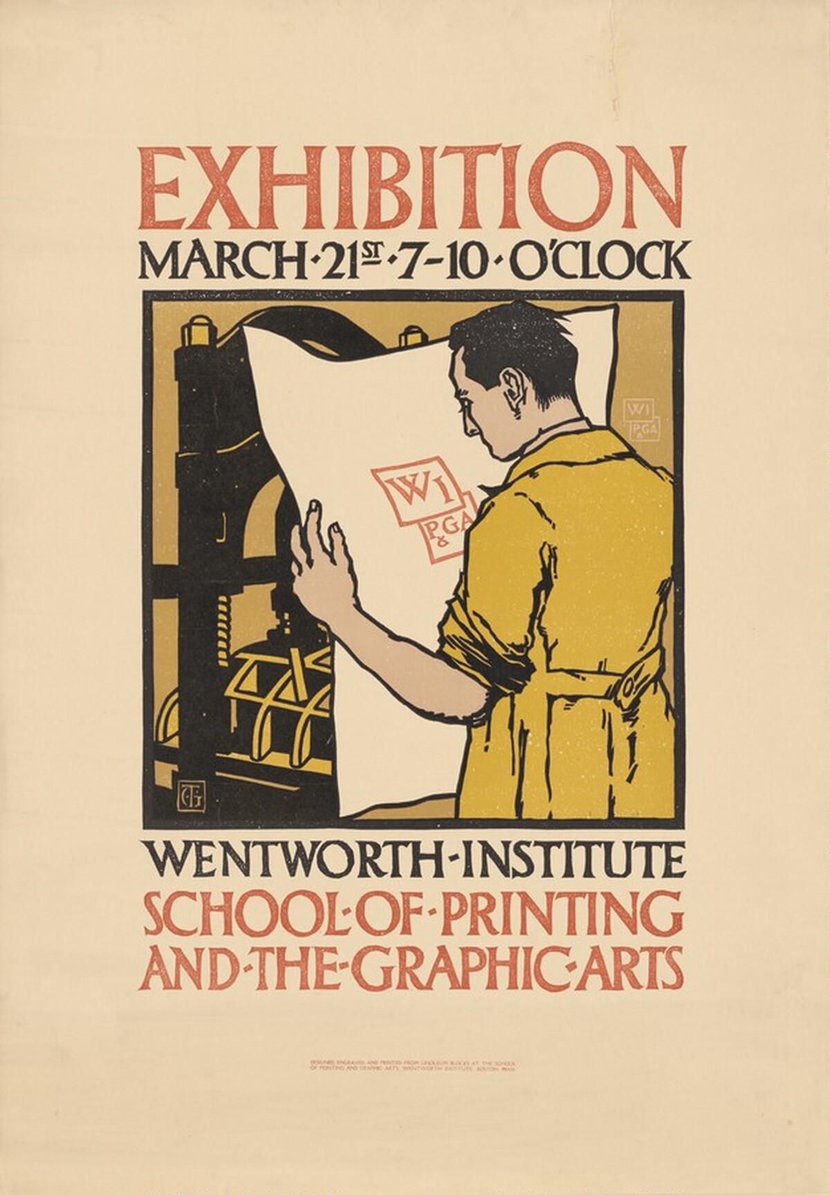 Exhibition. March 21st, 7-10 O'Clock.  Wentworth Institute, School of Printing by Unknown