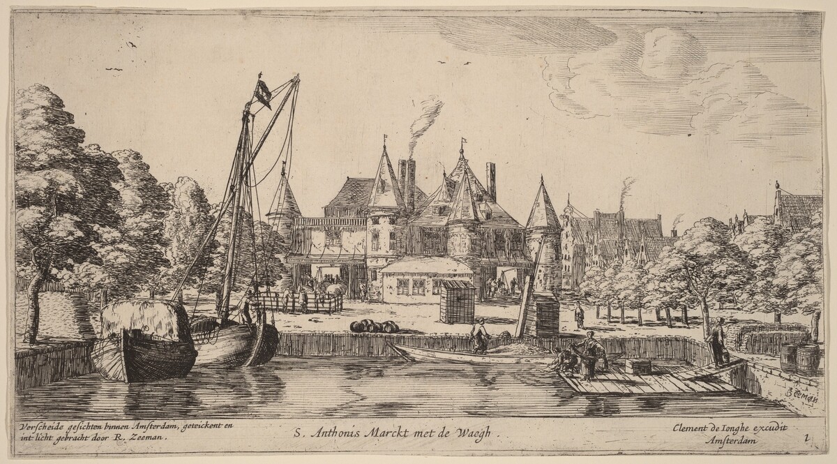 Nieuwmarkt with St. Anthoniswaag (S. Anthoni s Marckt met de Waegh) by Reinier Nooms, called Zeeman