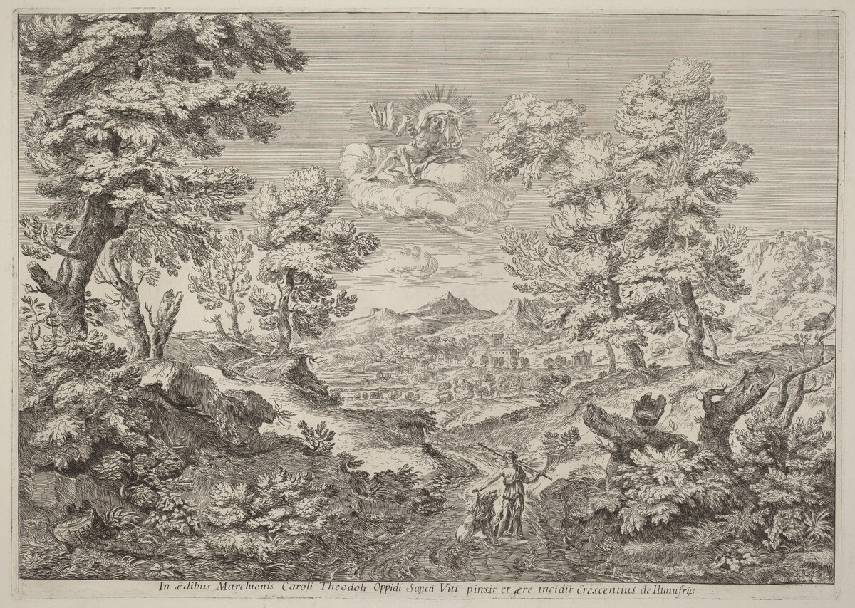 Apollo and a Nymph Leading a Lion by Crescenzio Onofri