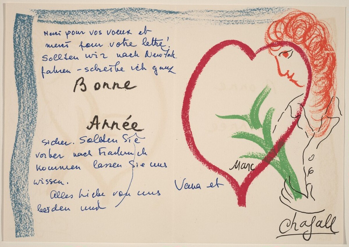 Greeting Card (Woman with a Large Red Heart) by Marc Chagall