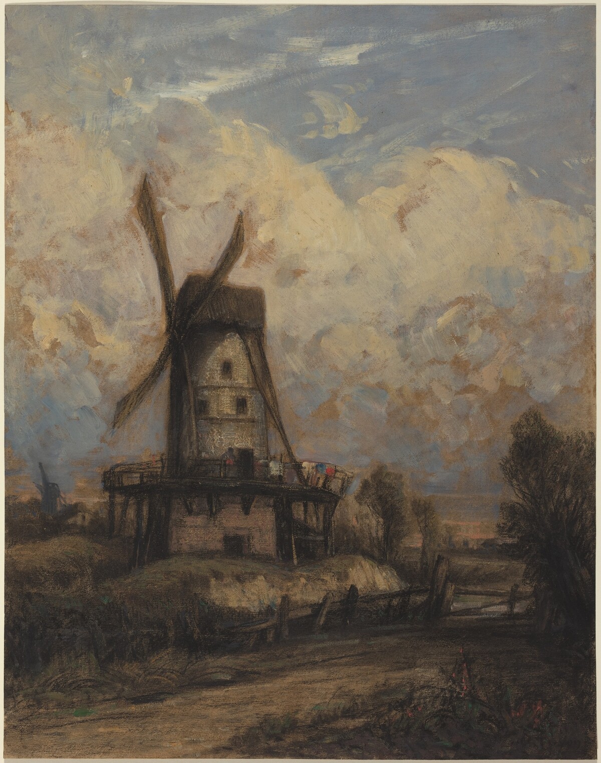 A Windmill against a Cloudy Sky by Constant Troyon