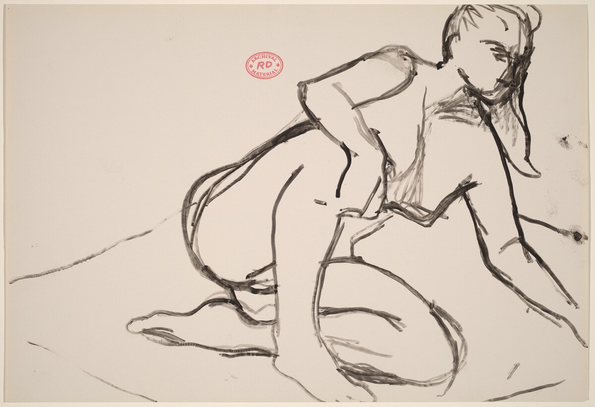 Untitled [seated female nude reaching with right arm] by Richard Diebenkorn