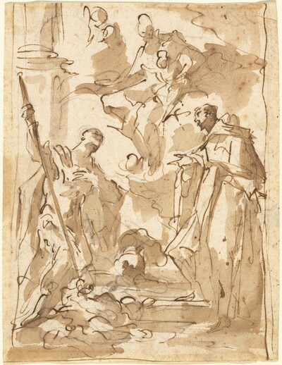 The Madonna and Child in Glory with Saint Theodore and a Monastic Saint