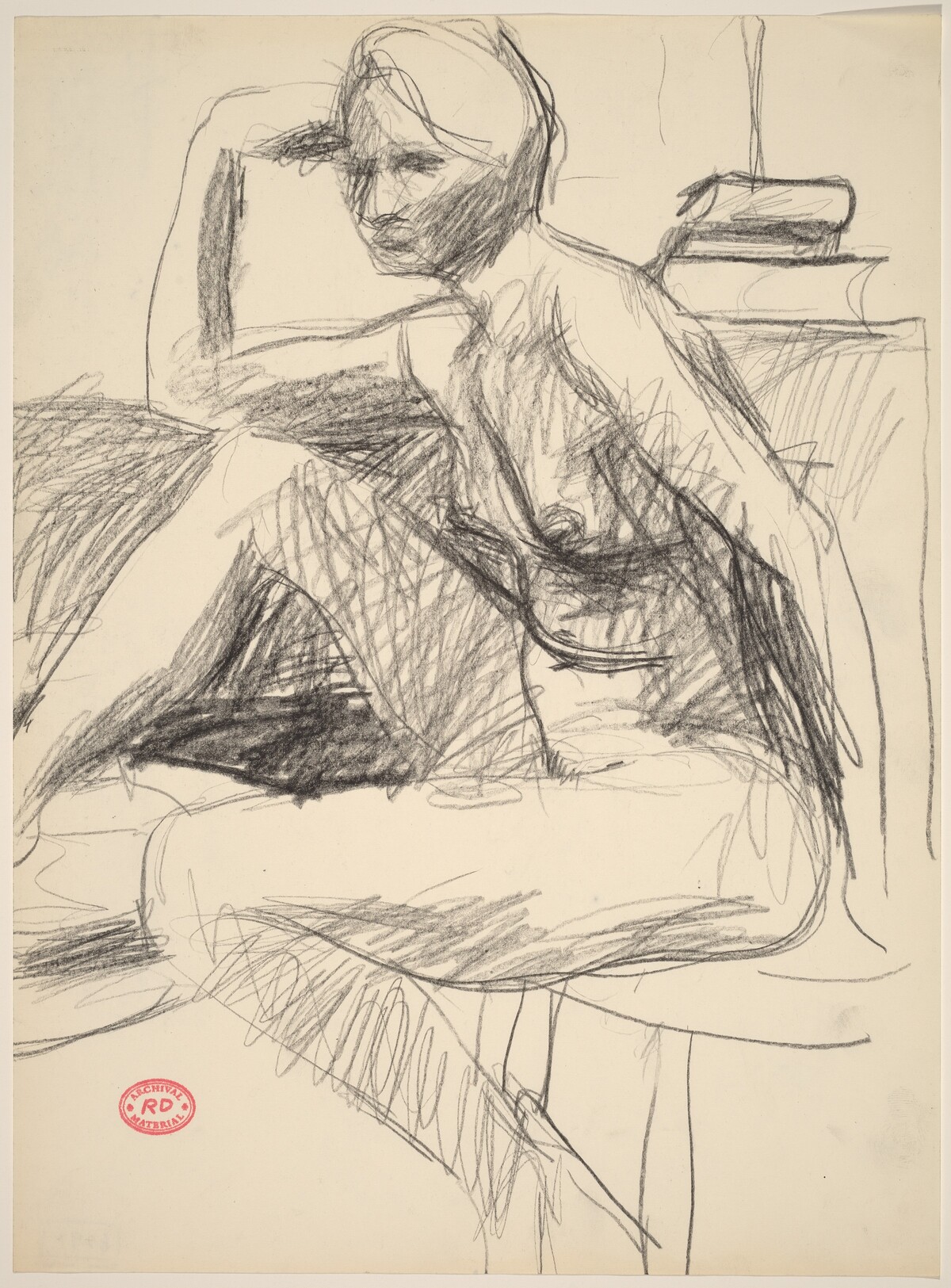 Untitled [seated female model with right arm on knee] by Richard Diebenkorn