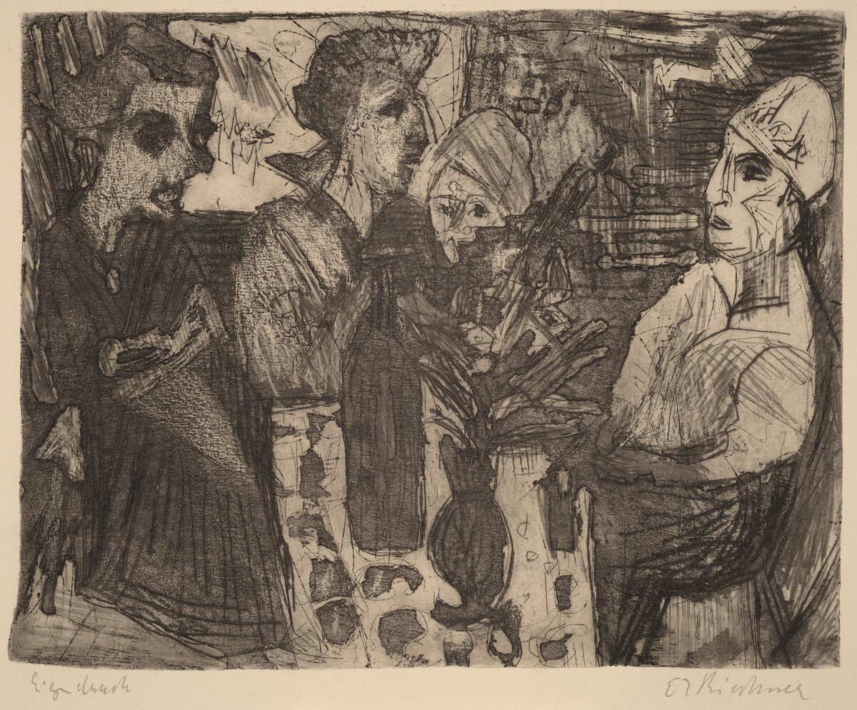 Women at a Table in a Room by Ernst Ludwig Kirchner