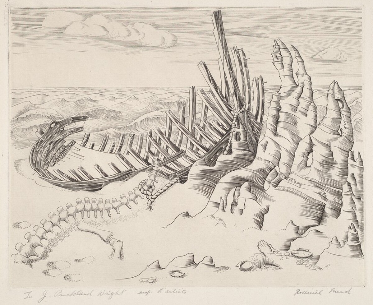 Untitled (Wreck on Sea Shore) by Roderick Fletcher Mead