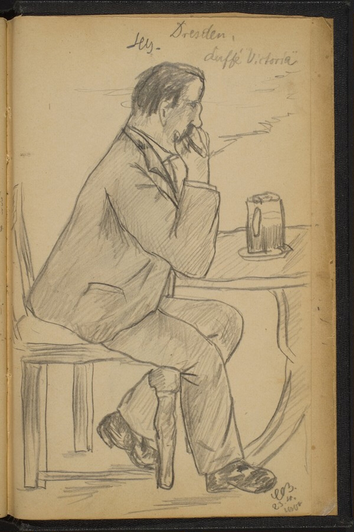 Man at a Table Smoking by Max Beckmann