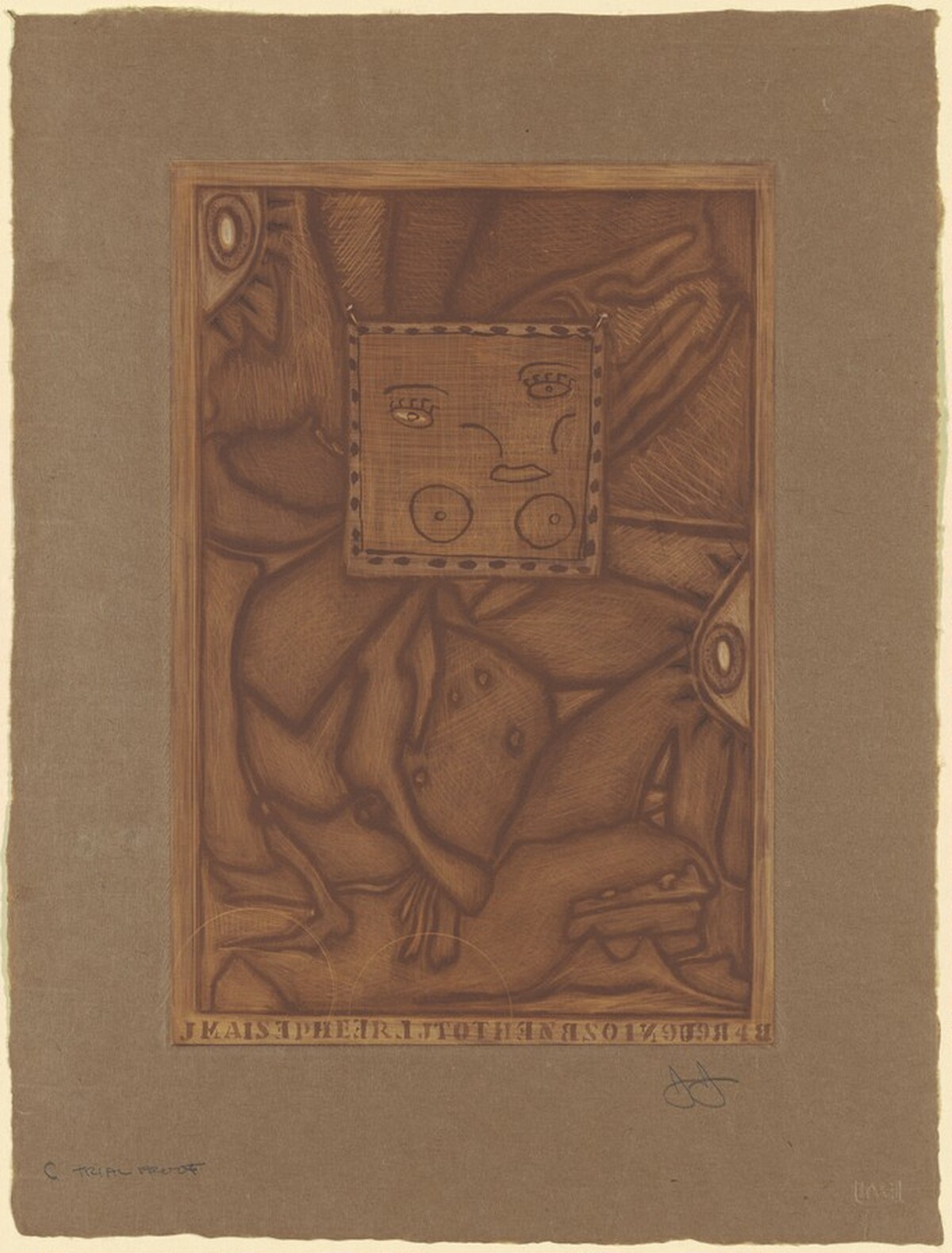 Untitled (Orange Mezzotint) [trial proof C] by Jasper Johns