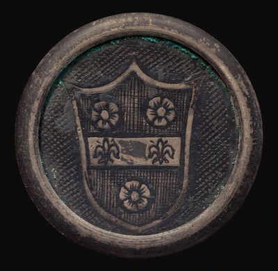 Shield with Three Roses and Two Lilies