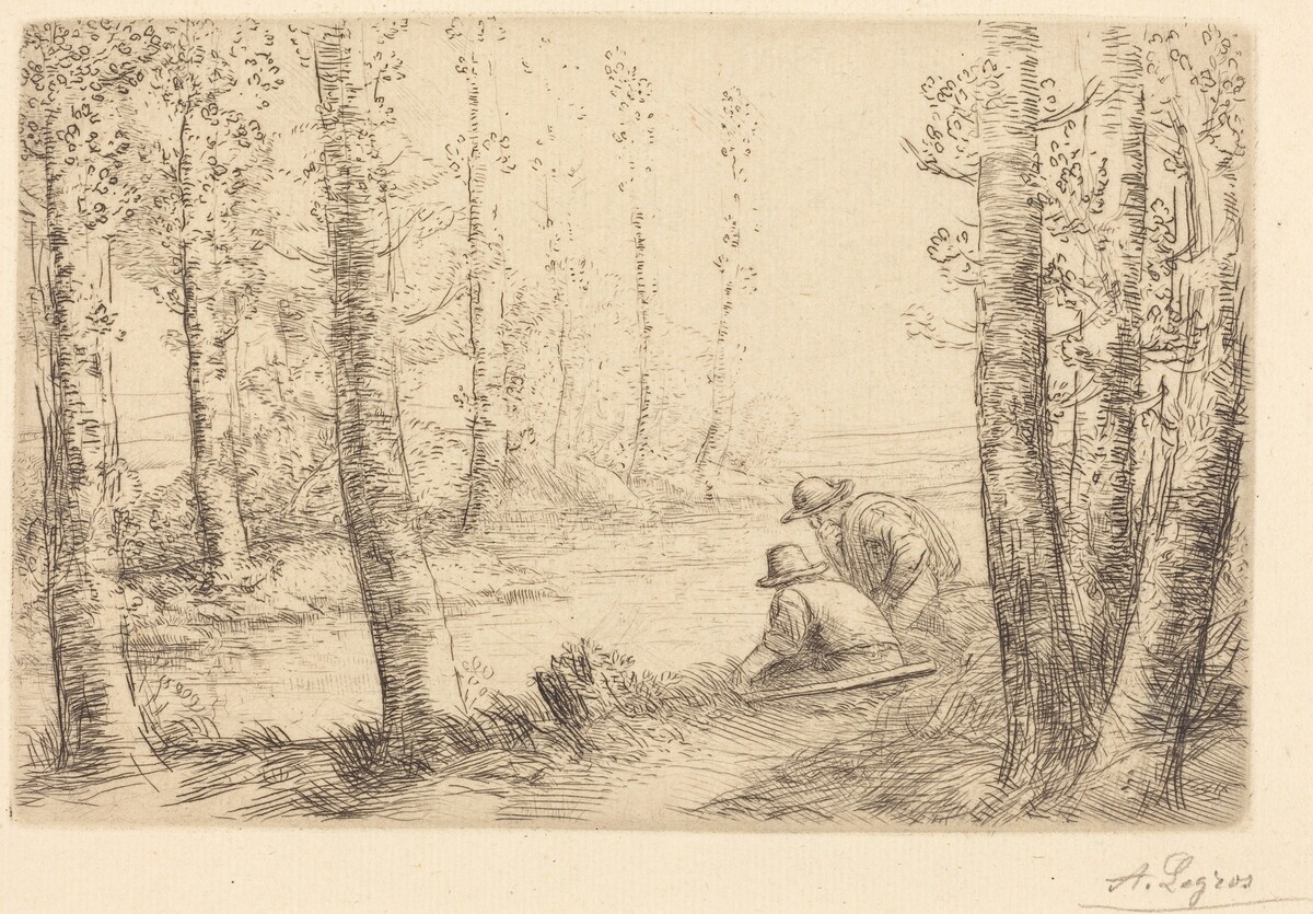 Rest along the Banks of the River (Repos au bord de la riviere) by Alphonse Legros